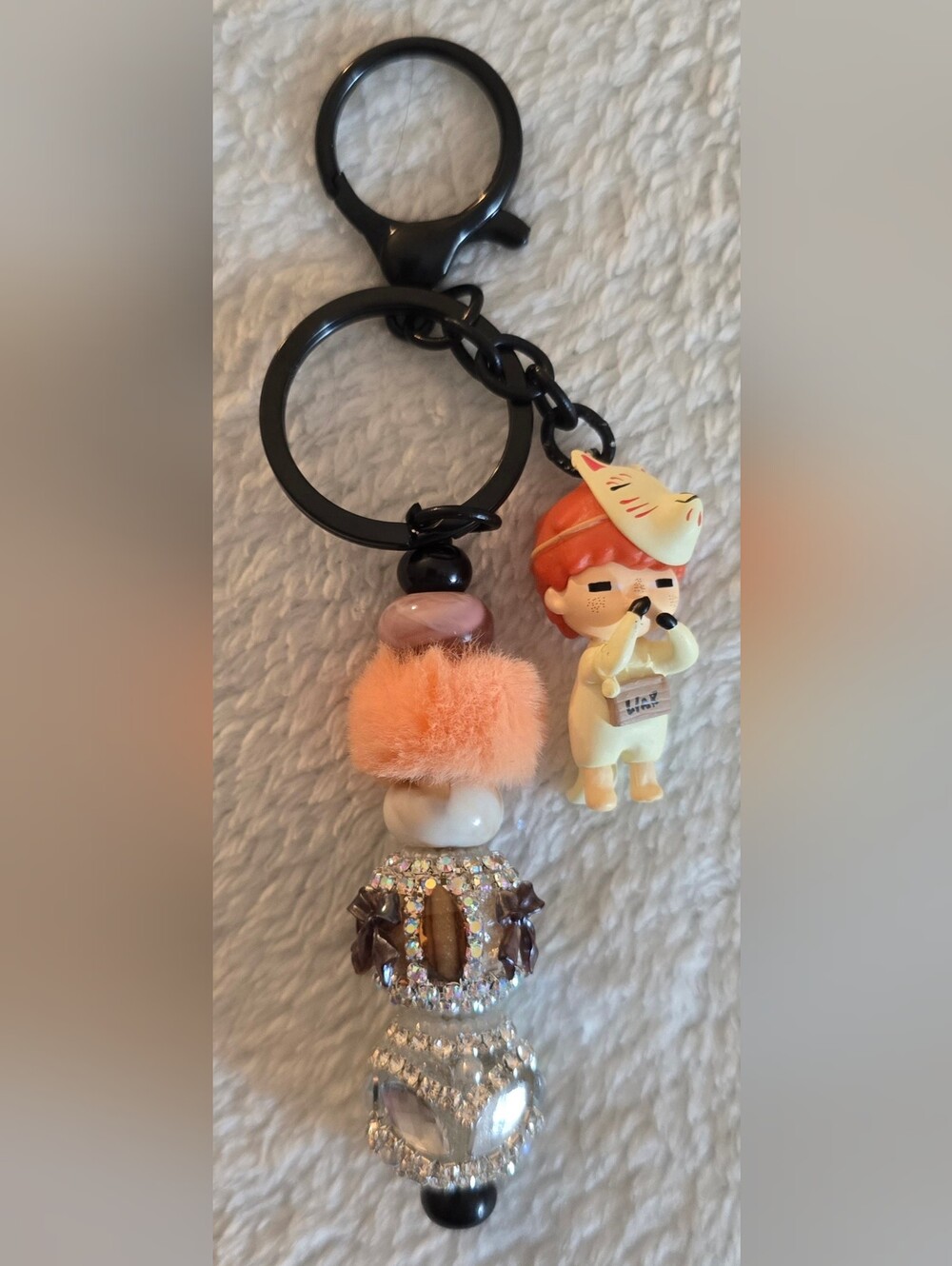Orange, Black, & Cream Keychain/Bag Charm- Hirono Liar